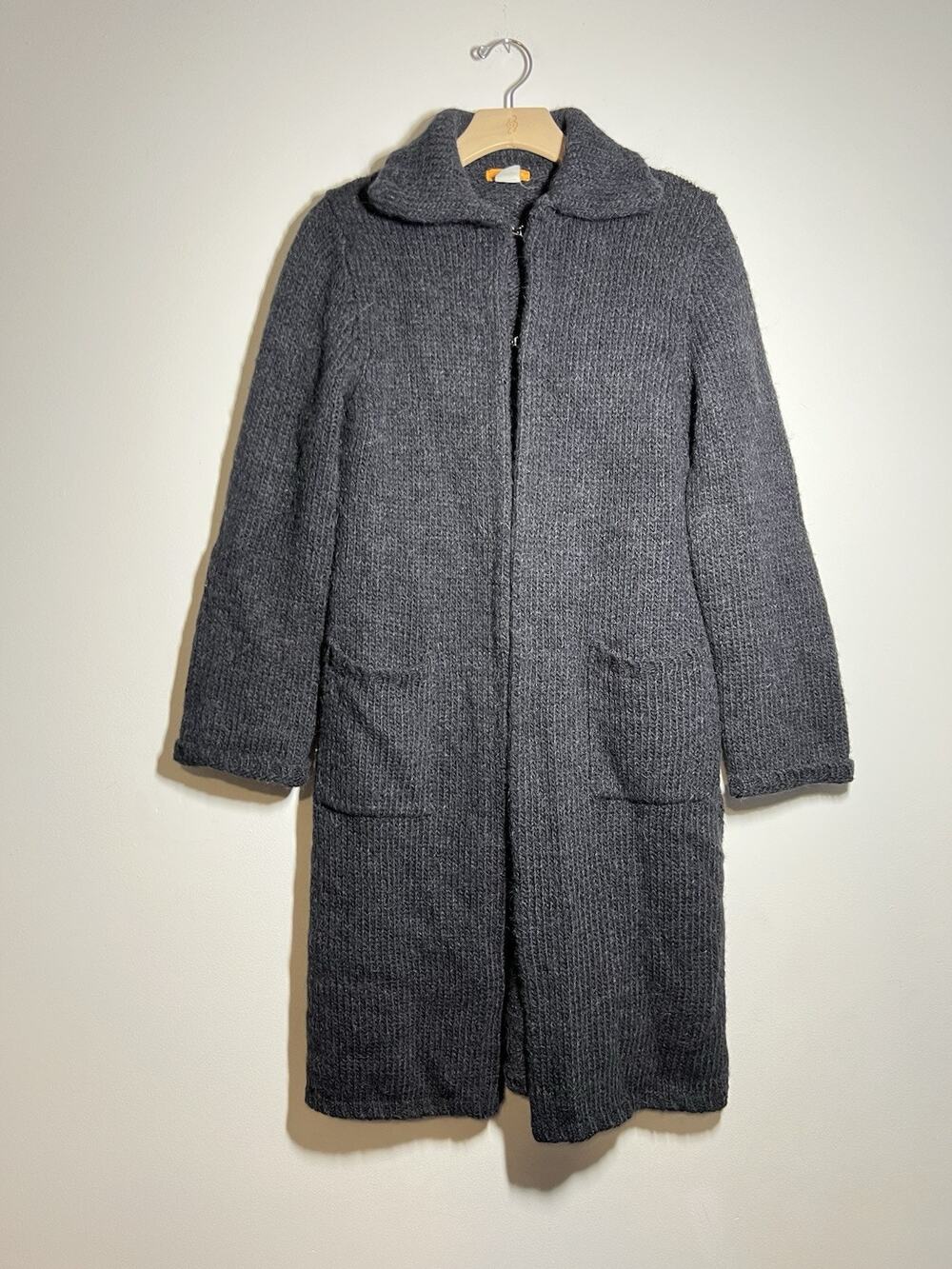 J Crew Women's EUC Gray Alpaca Long Cardigan Sweater Coat Jacket Size L